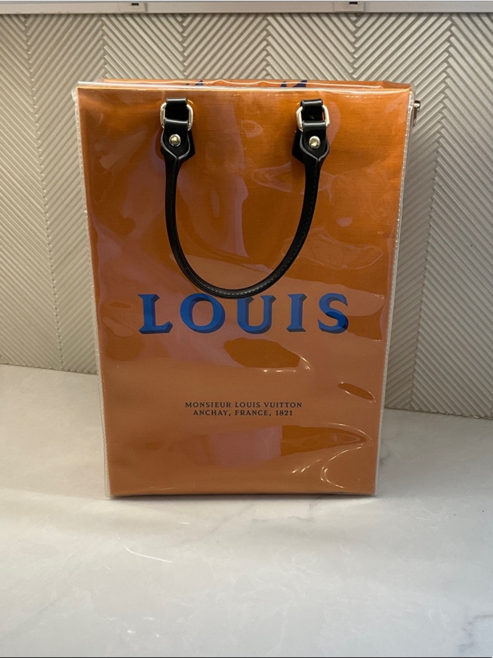 Louis Vuitton Orange Shopping Bag tote.